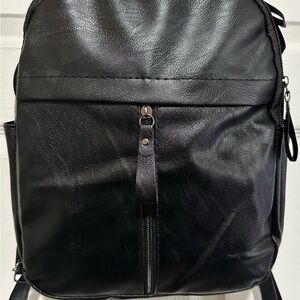 Black PU Leather Backpack